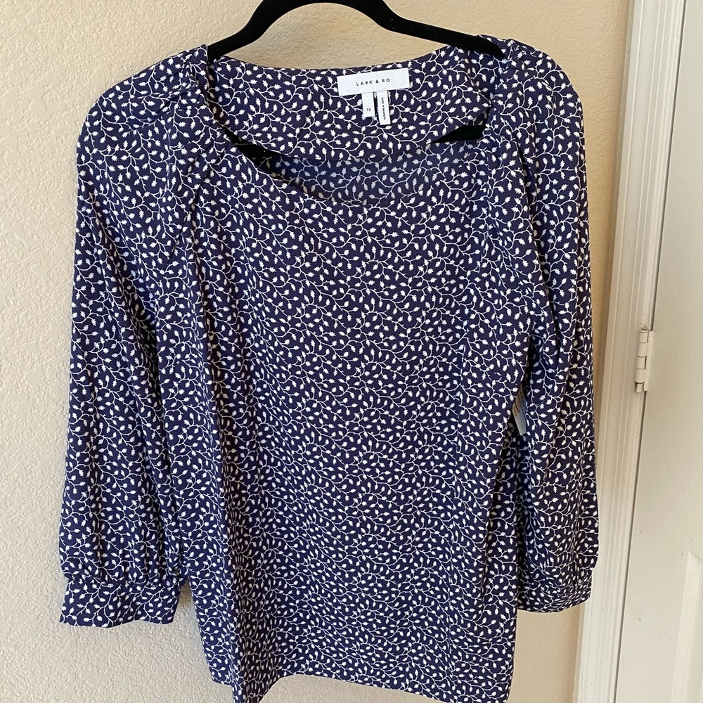 Lark & Ro Blue and White Blouse